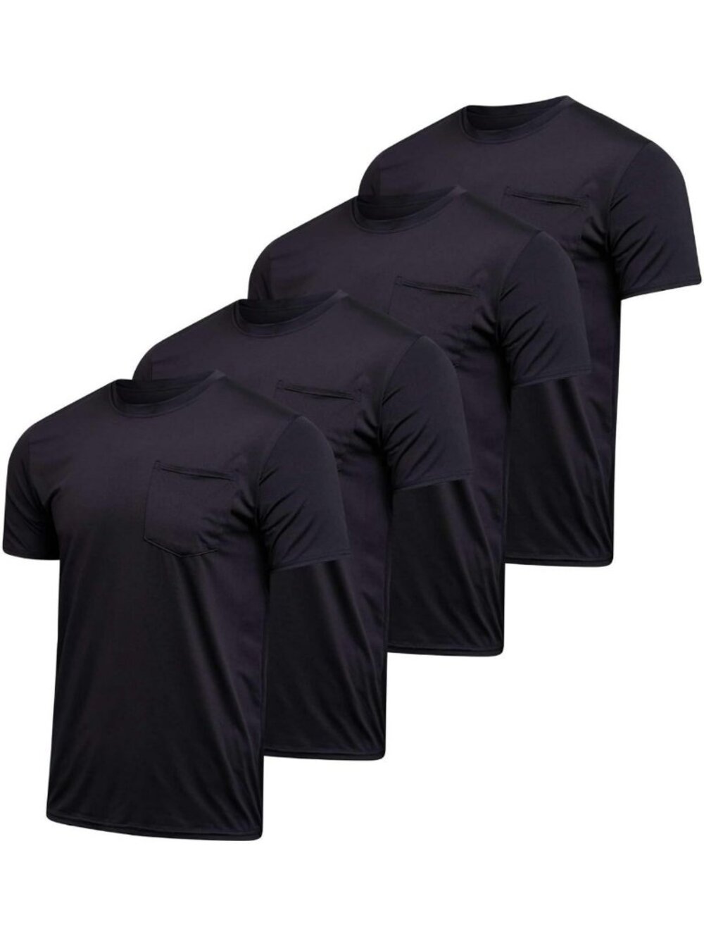 Men's Dry Fit Short Sleeve Pocket Tees - 4 Pack Athletic Workout Shirts